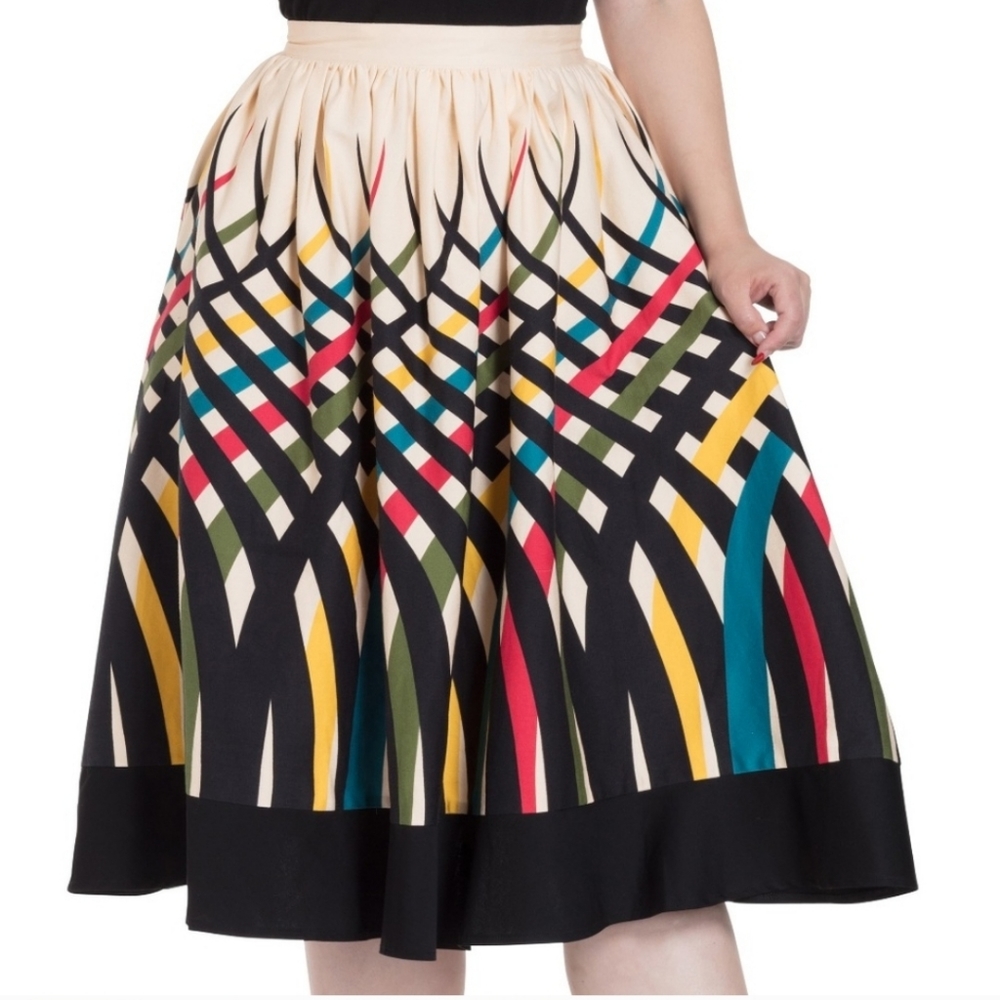 Voodoo Vixen Border Print Flare Skirt